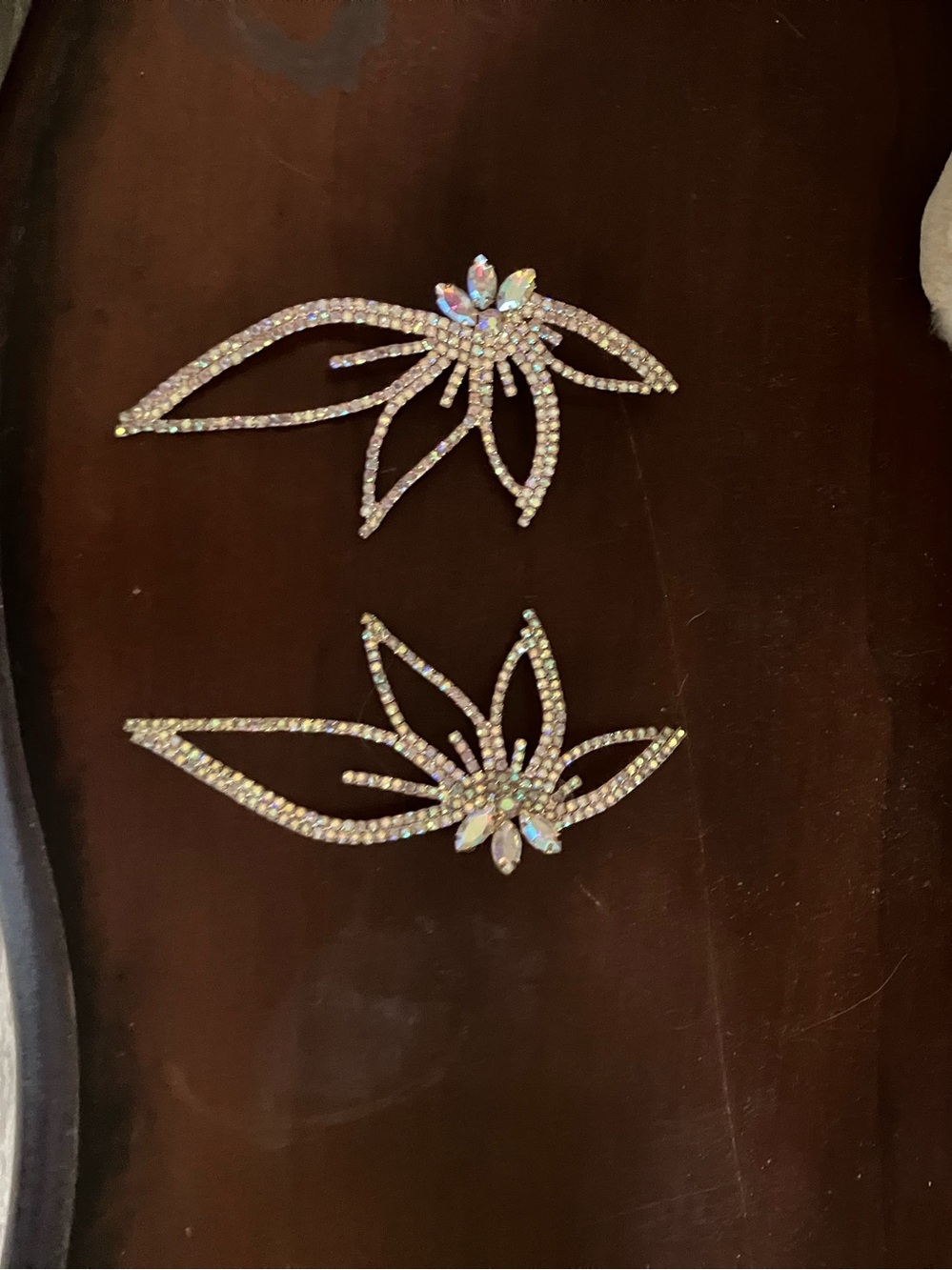 Crystal Floral Hair Pins - Iridescent Rhinestone Accent